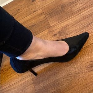 Calvin Klein Black Snakeskin Dolly Pump Heels